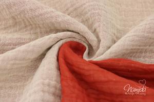 0,5 MTR. ♥ DouBLE FACE GAUZE - Musselin  ROSE-BEIGE/TERRACOTTA - Baumwollstoff ♥