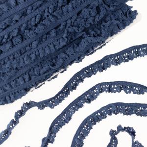 1 MTR. ♥ ELASTISCHE KLÖPPELSPITZE BLUME - Dunkel JEANS - 1,5cm ♥