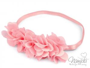 1 STüCK ELASTISCHES HAARBAND MIT BLÜTEN - ROSA