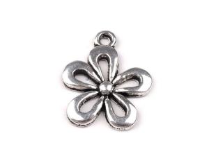 1 Stück - BLUME Anhänger  - SILBER - 15x18mm