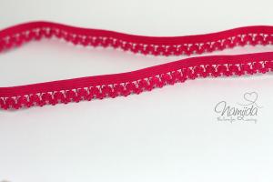 1 MTR. ♥Elastische Spitze mit  Blume - Ziergummi - Pink ♥